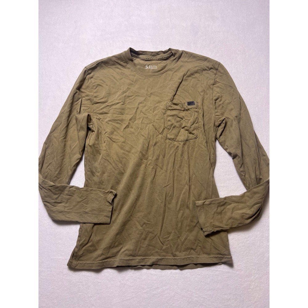 5.11 Tactical Small Long Sleeve Shirt Gorpcore Brown Cotton Pocket Tee